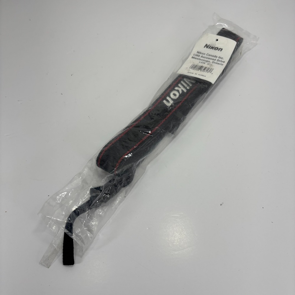Vintage OEM Nikon Camera Neck Strap Black Red Trim Embroidered Logo NOS
